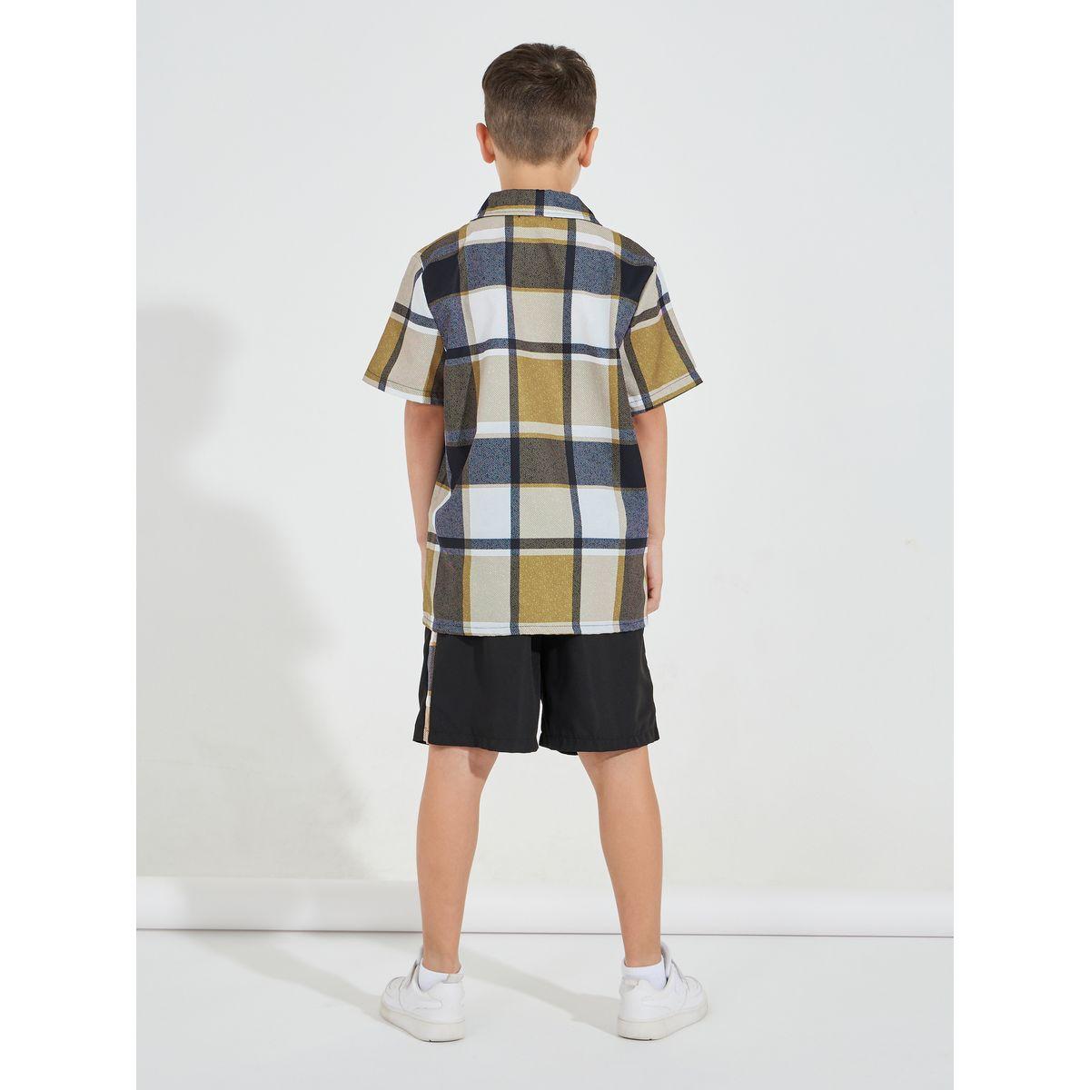 Styli Checked Print Shirt & Shorts Set-boys-clothing-setsandcoords-image-6
