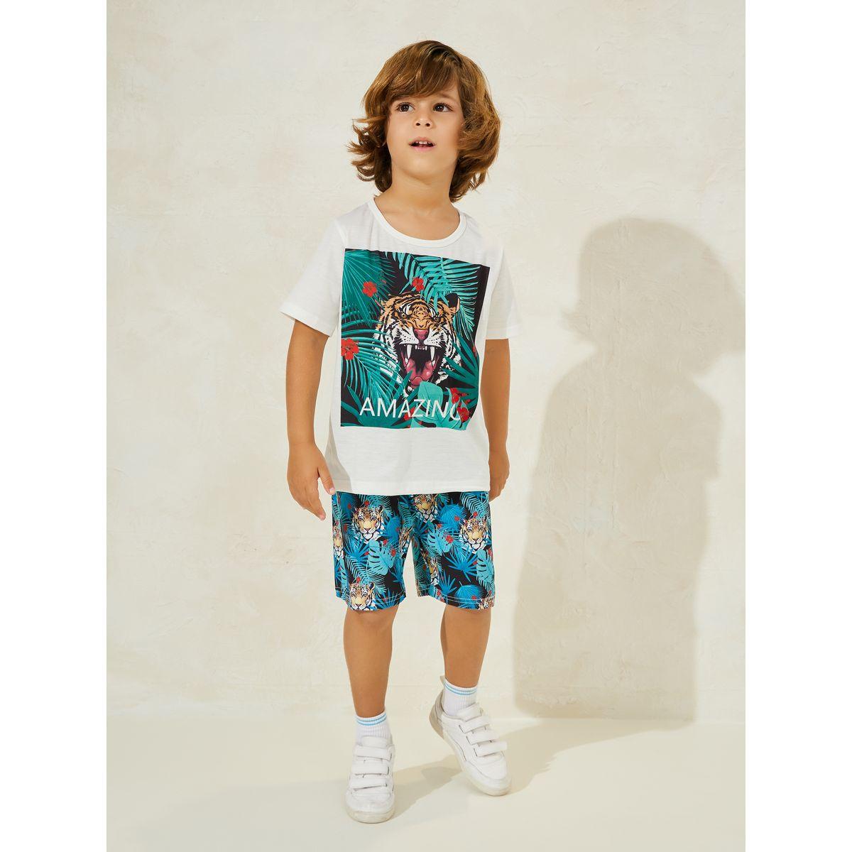 مجموعة من شورت مع تيشيرت بطبعة جرافيك-boys-clothing-setsandcoords-image-1