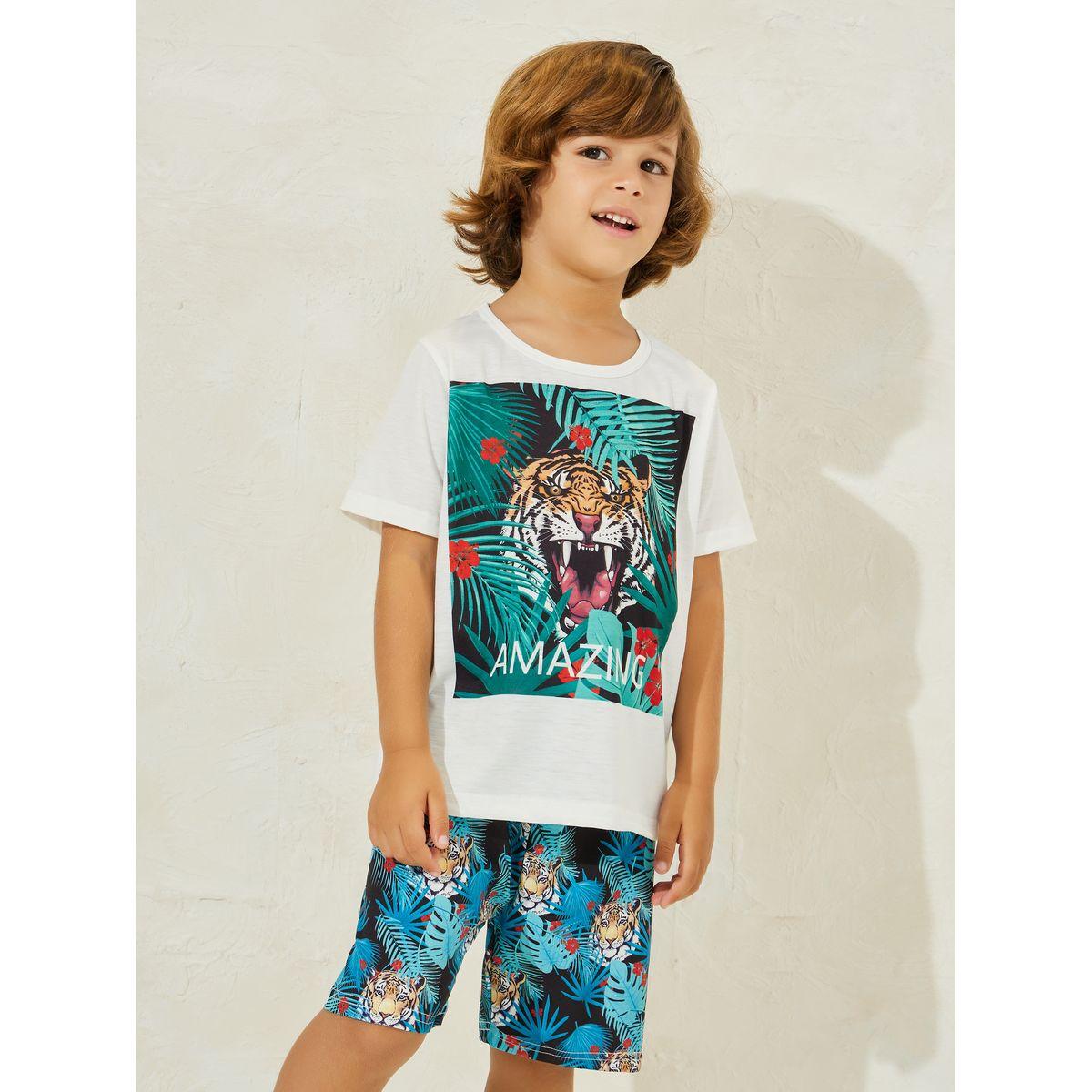 مجموعة من شورت مع تيشيرت بطبعة جرافيك-boys-clothing-setsandcoords-image-2