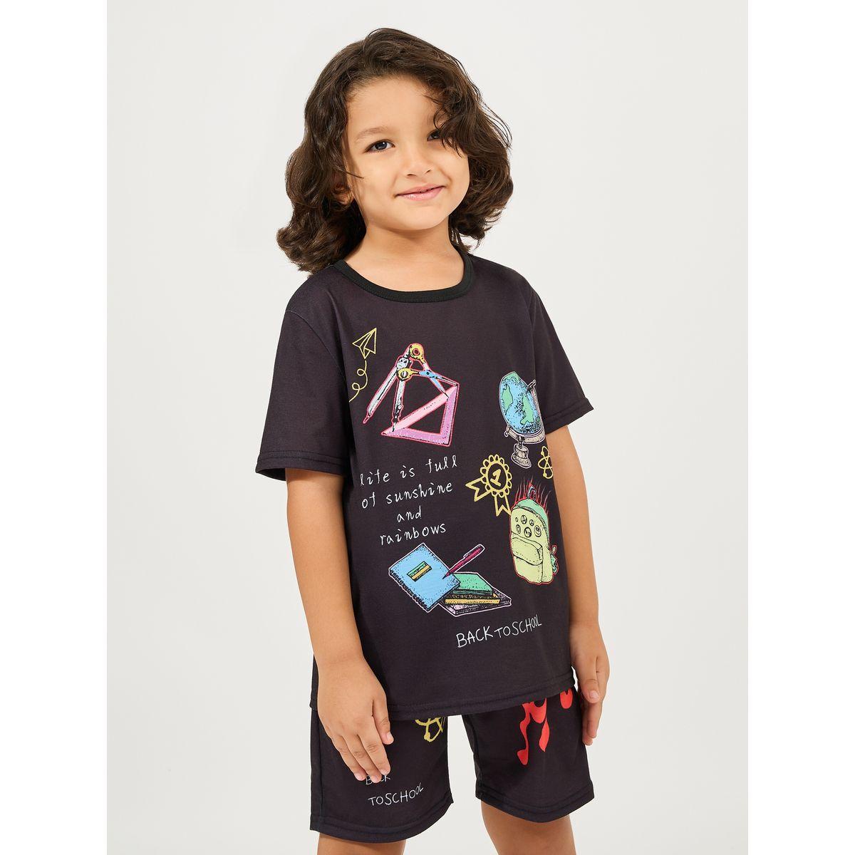 Styli Back To School Graphic T-Shirt & Shorts Set-boys-clothing-setsandcoords-image-2