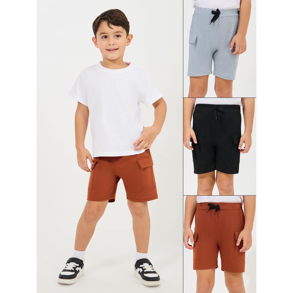 Styli Pack of 3 - Solid Cargo Shorts-boys-clothing-bottoms-shorts-image-1