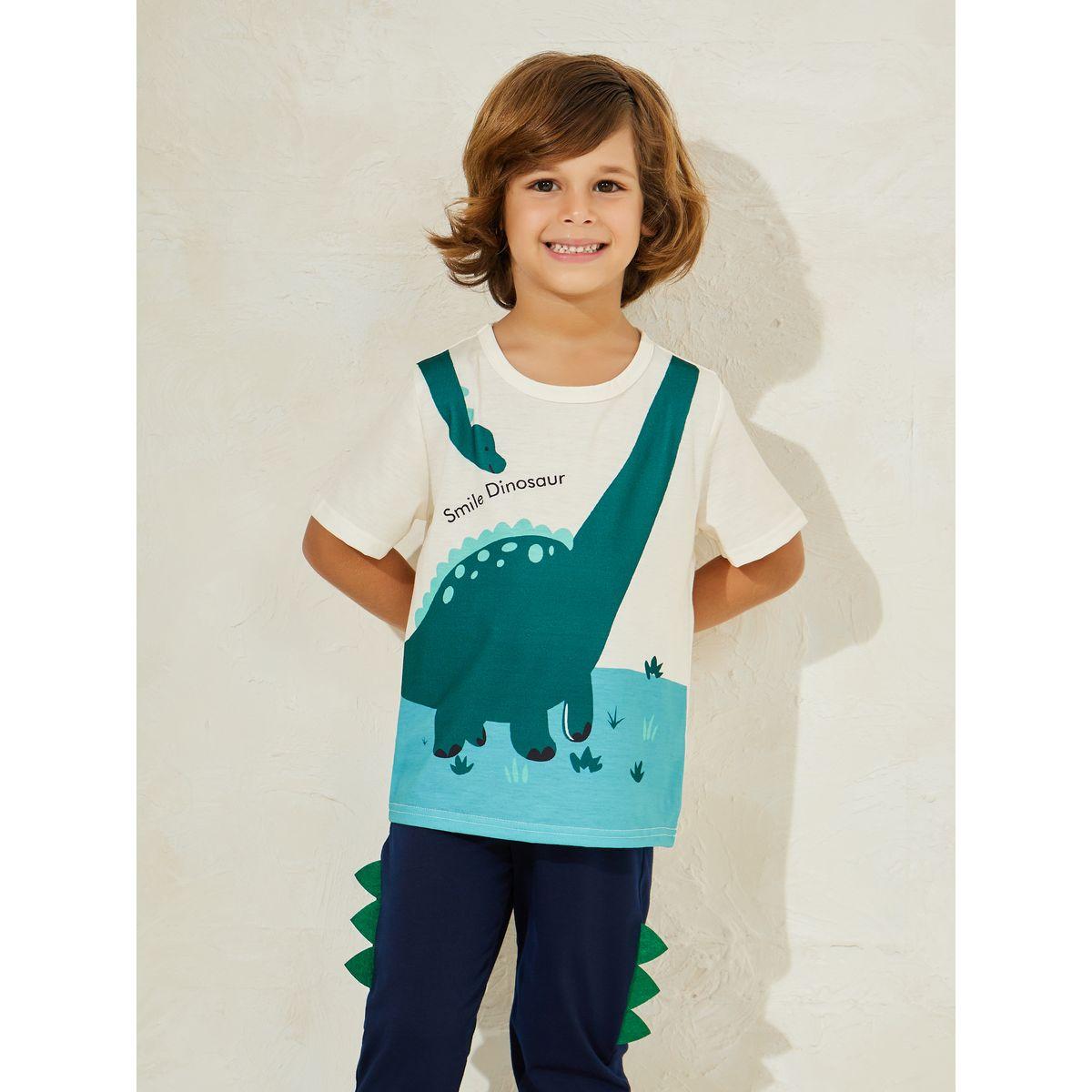 Styli Dinosaur Print T-Shirt & Applique Joggers Set-boys-clothing-setsandcoords-image-2