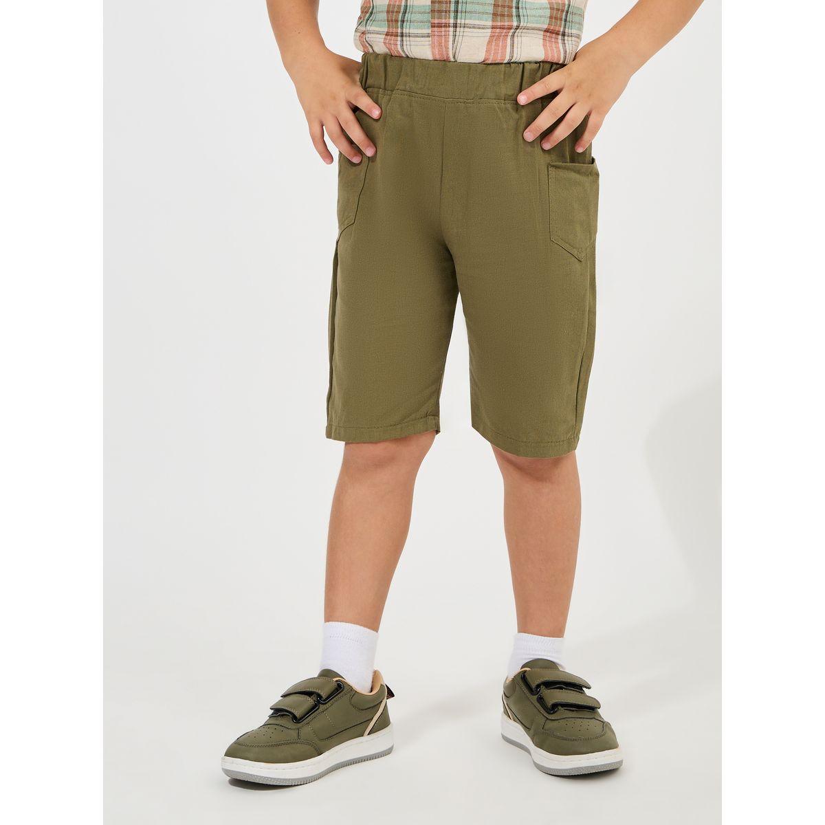 Styli Elastic Waistband Solid Shorts with Side Pocket-boys-clothing-bottoms-shorts-image-1