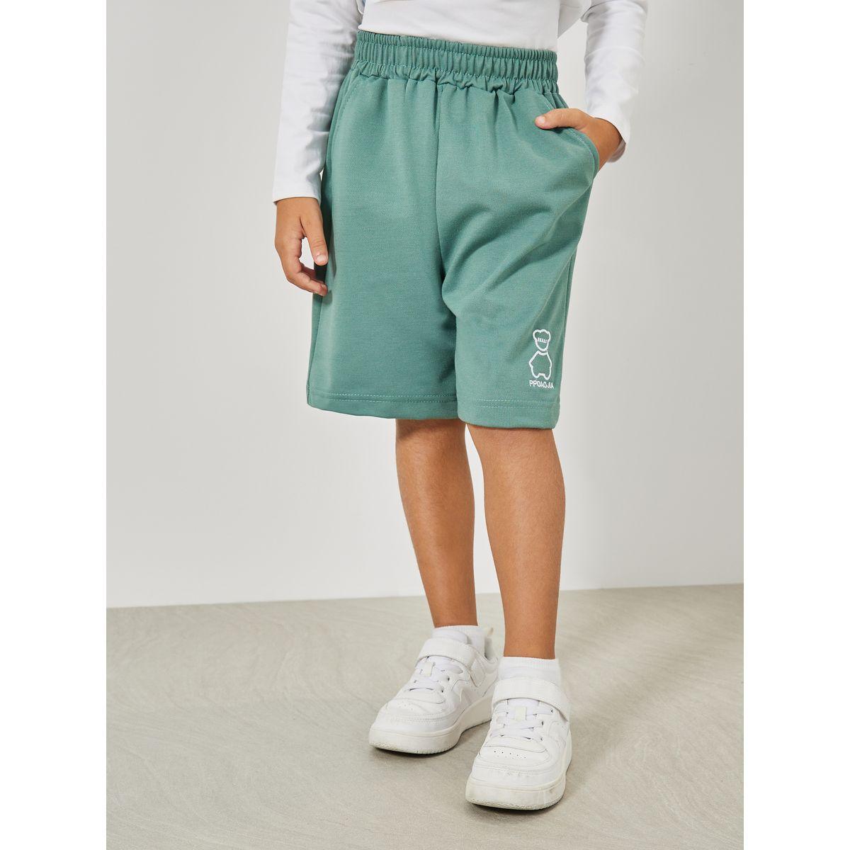 Styli Bear Embroidery Detail Knit Shorts-boys-clothing-bottoms-shorts-image-1