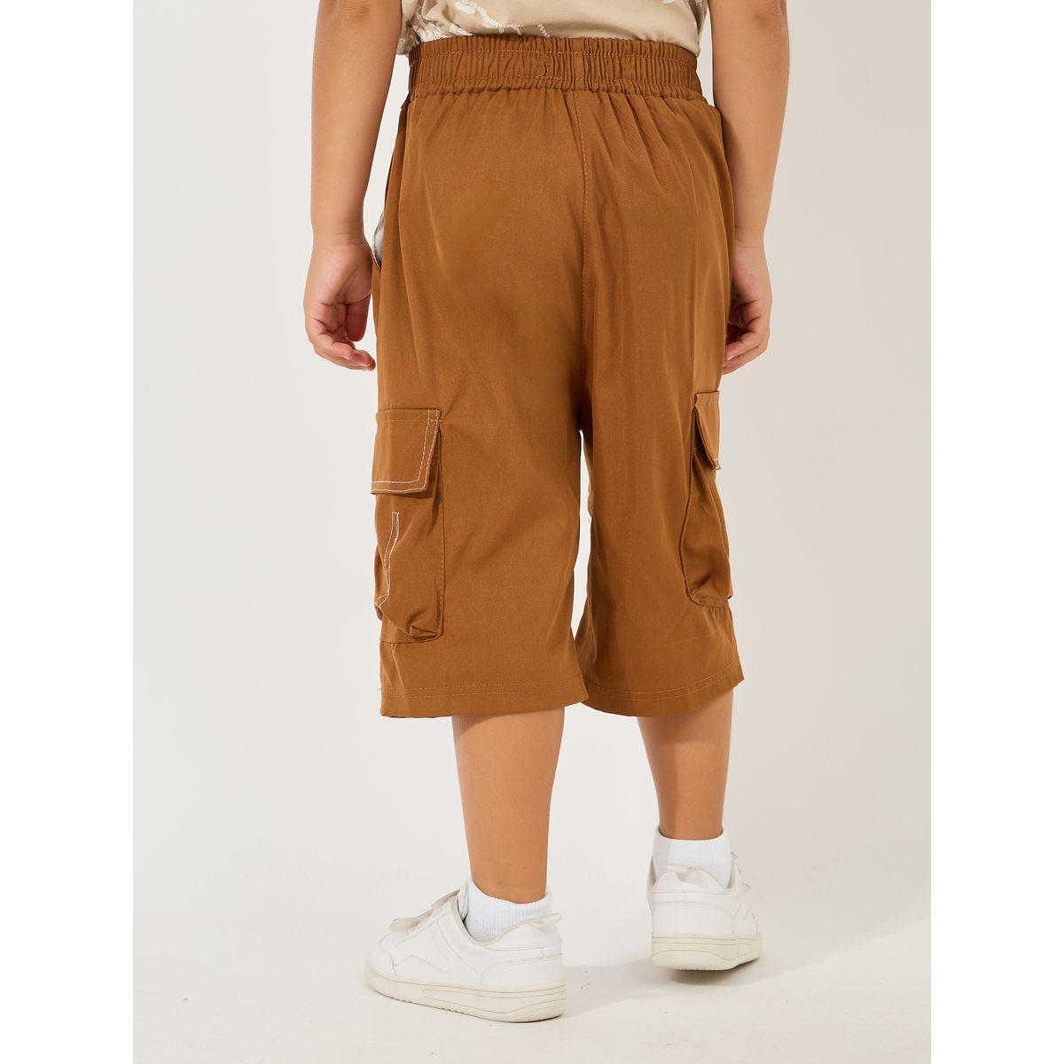 Styli Solid Cargo Loose Fit Shorts-boys-clothing-bottoms-shorts-image-4