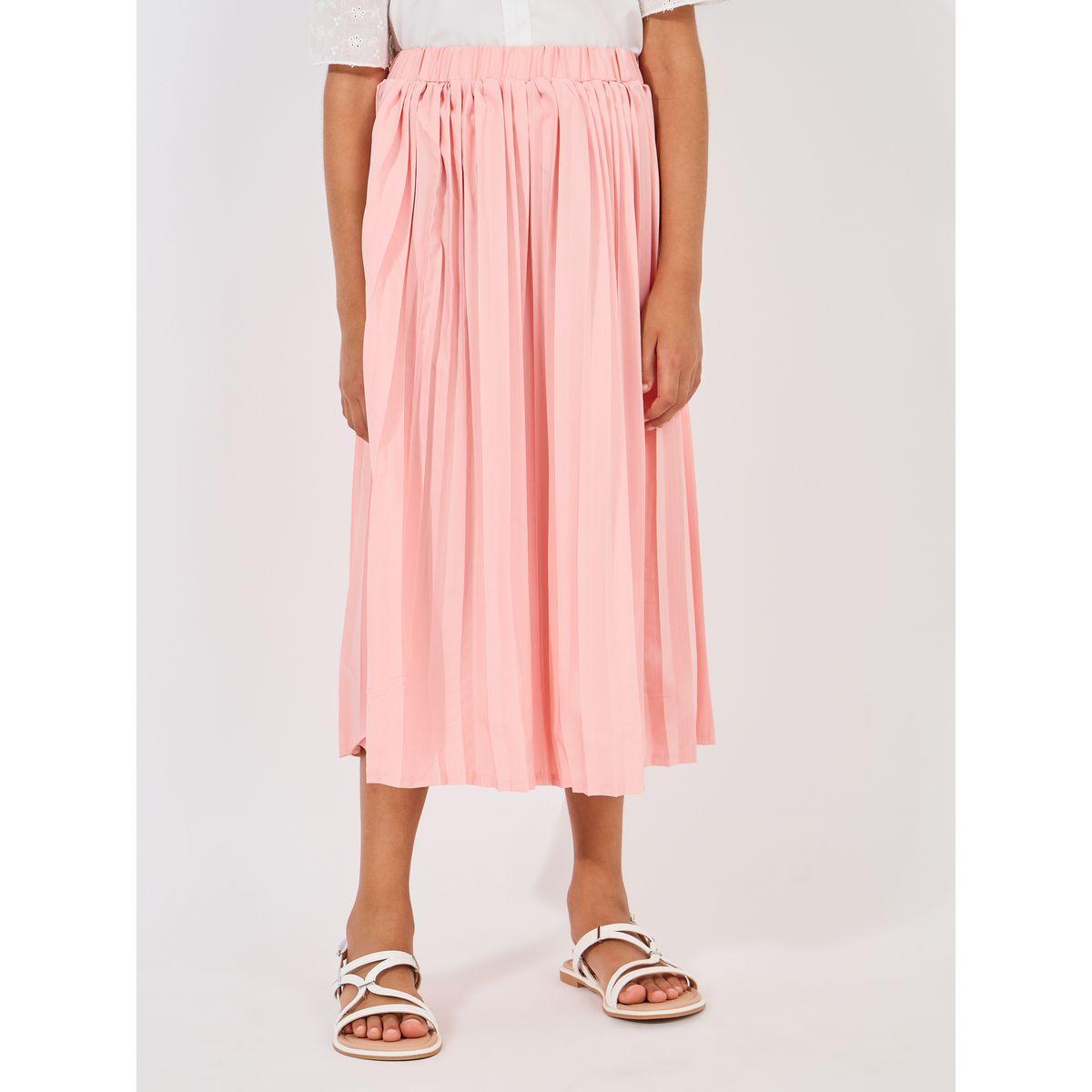 Styli Ruffle Sleeve Cold Shoulder Top & Pleated Skirt Set-girls-clothing-setsandcoords-image-4