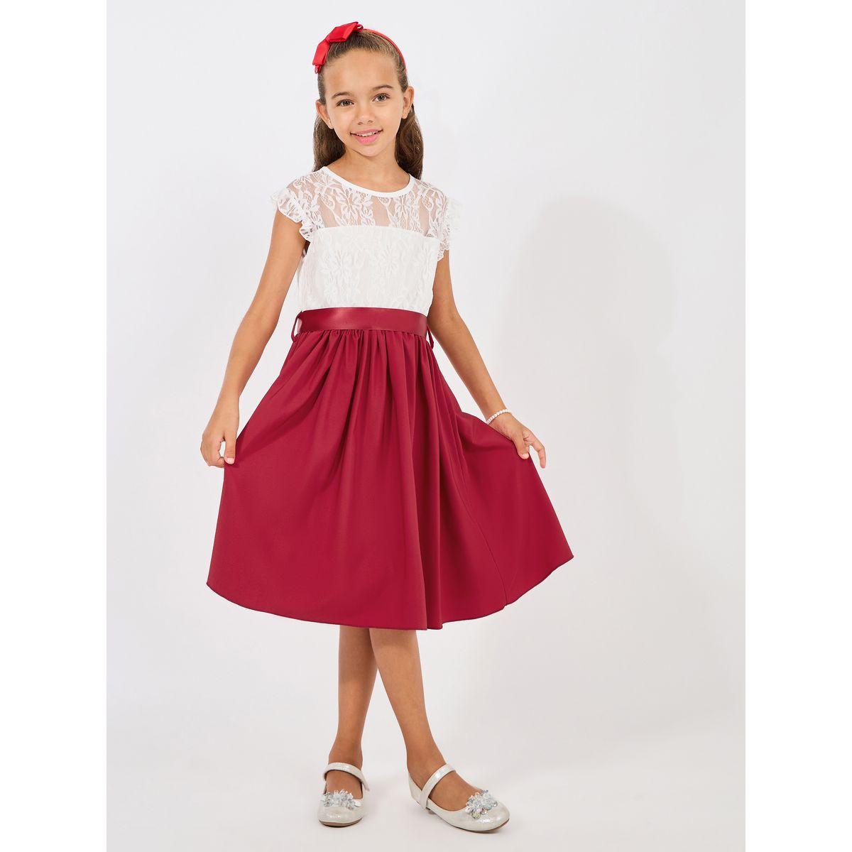 Styli Lace Insert Contrast Hem Dress with Belt-girls-clothing-dressesandjumpsuits-image-1