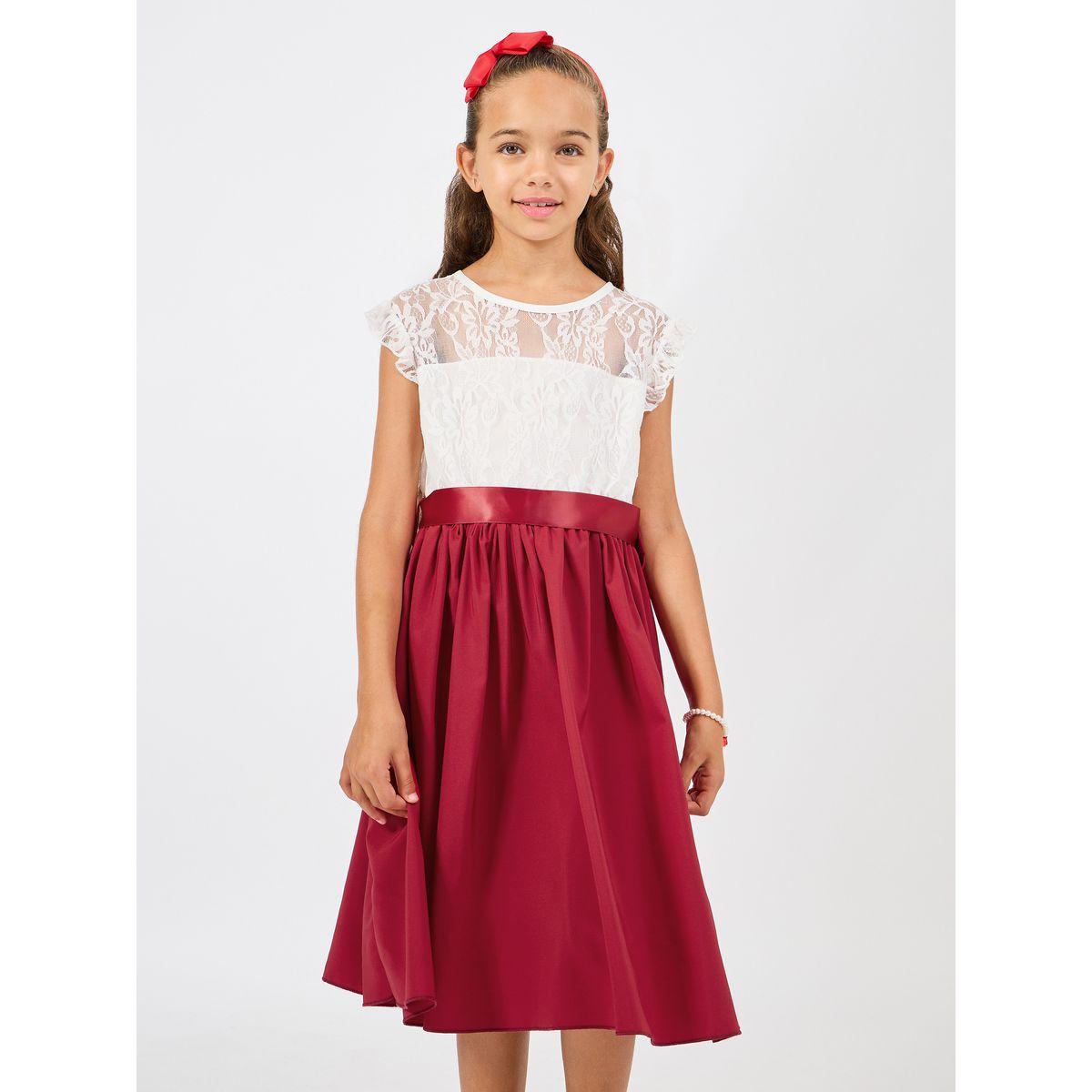 Styli Lace Insert Contrast Hem Dress with Belt-girls-clothing-dressesandjumpsuits-image-2