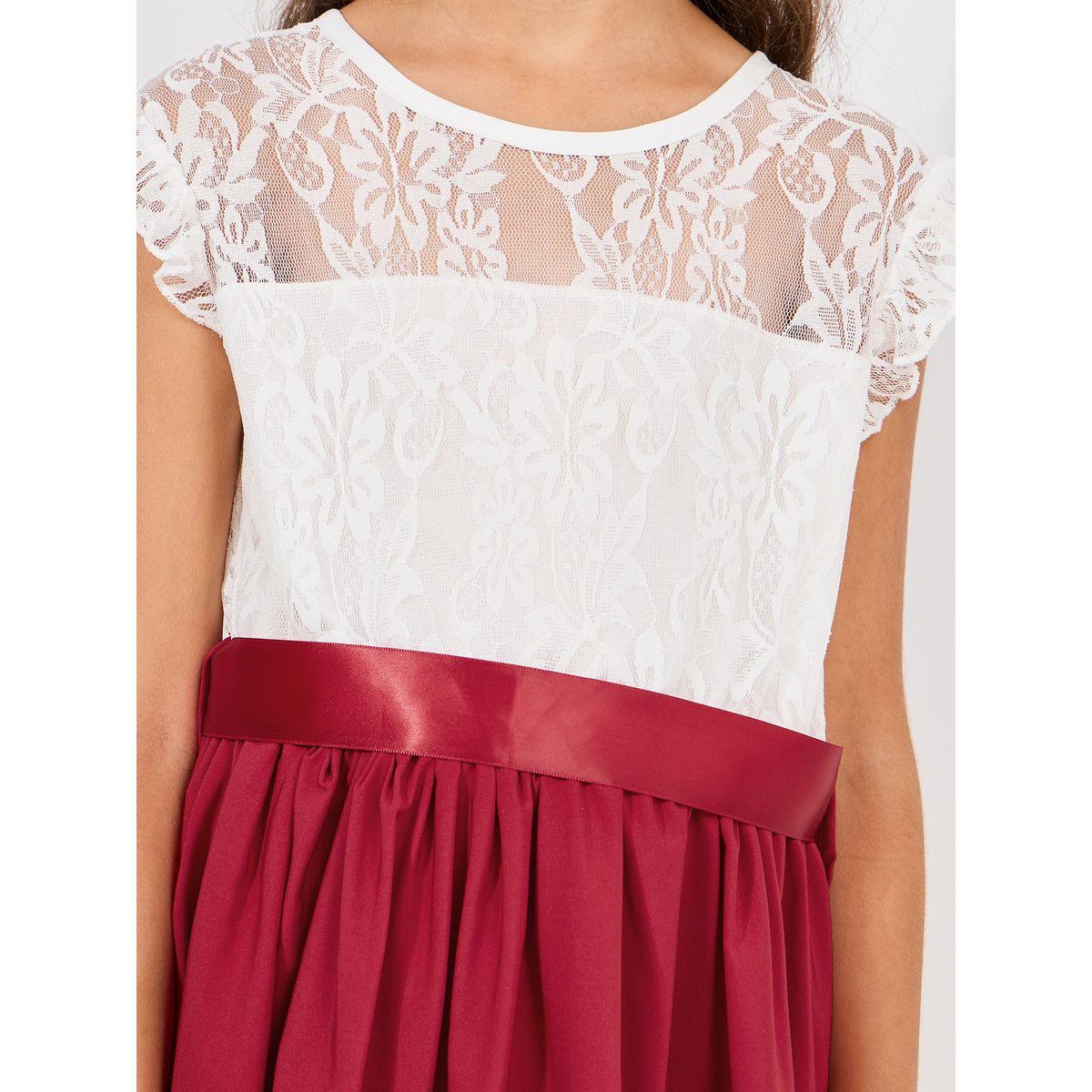 Styli Lace Insert Contrast Hem Dress with Belt-girls-clothing-dressesandjumpsuits-image-3