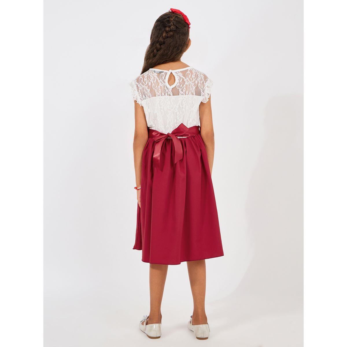 Styli Lace Insert Contrast Hem Dress with Belt-girls-clothing-dressesandjumpsuits-image-4
