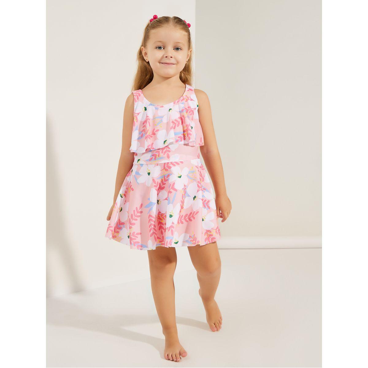 Styli Floral Print Dress & Shorts Swim Set-sports-girls-clothing-sets-image-1