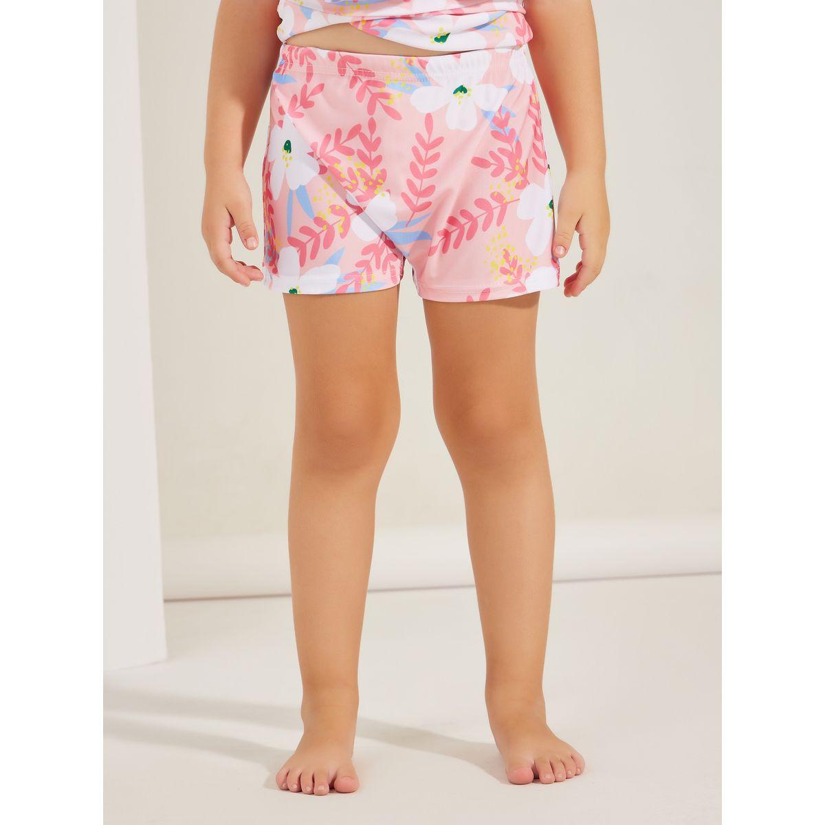 طقم سباحة من شورت وفستان مطبع بزهور-sports-girls-clothing-sets-image-4