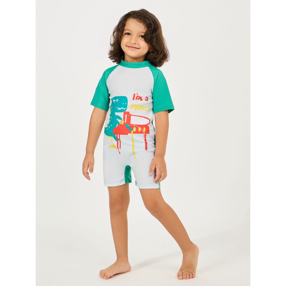 بدلة سباحة بطبعة ديناصور مع قبعة-boys-clothing-swimwear-image-2
