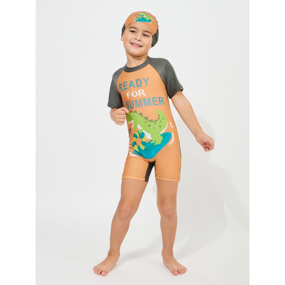 Styli Dinosaur Print Swimsuit with Cap Set-boys-clothing-swimwear-image-1
