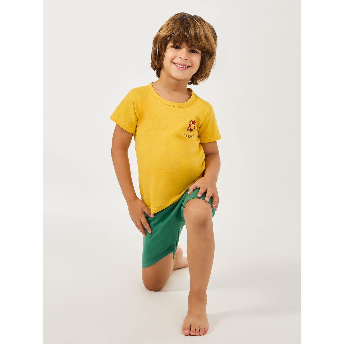 Styli Cotton Printed T-Shirt & Shorts Set-boys-clothing-nightwear-image-1