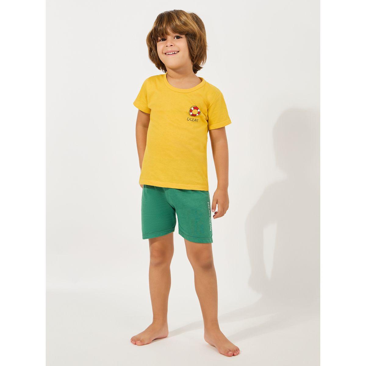 Styli Cotton Printed T-Shirt & Shorts Set-boys-clothing-nightwear-image-2