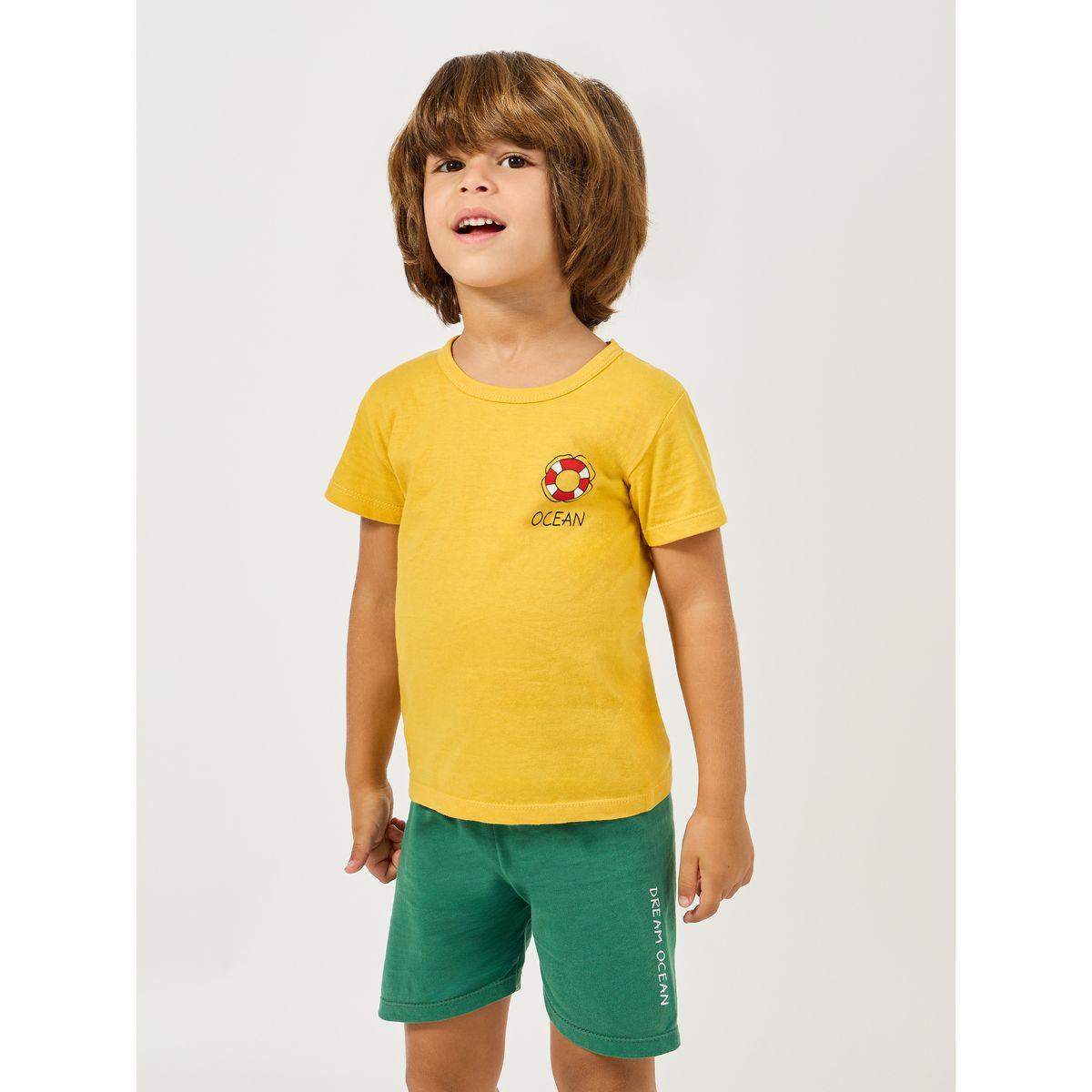 Styli Cotton Printed T-Shirt & Shorts Set-boys-clothing-nightwear-image-3