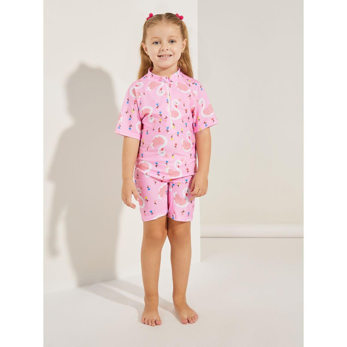 Styli Swan Print Half Zip Swimsuit-sports-girls-clothing-tops-image-2