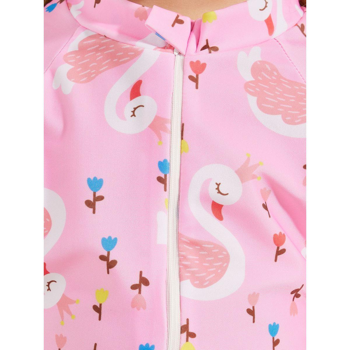 Styli Swan Print Half Zip Swimsuit-sports-girls-clothing-tops-image-3