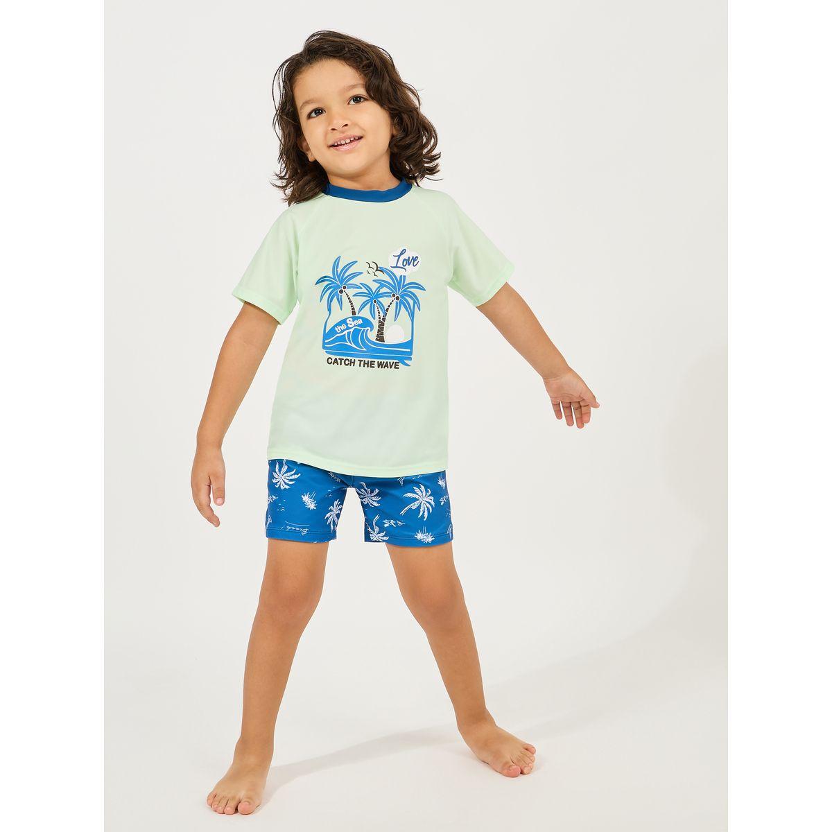 مجموعة من بدلة سباحة مع تيشيرت بطبعة بحر-sports-boys-clothing-sets-image-1
