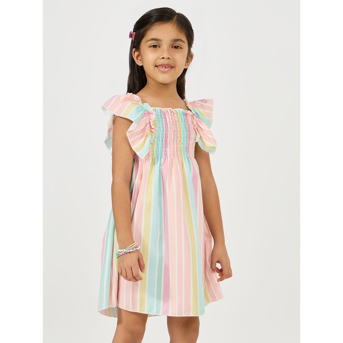 فستان مخطط بطول الركبة مع اكمام بكشكش-girls-clothing-dressesandjumpsuits-image-2