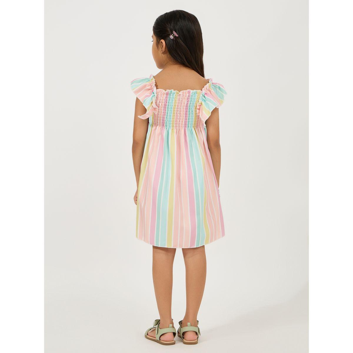 فستان مخطط بطول الركبة مع اكمام بكشكش-girls-clothing-dressesandjumpsuits-image-4
