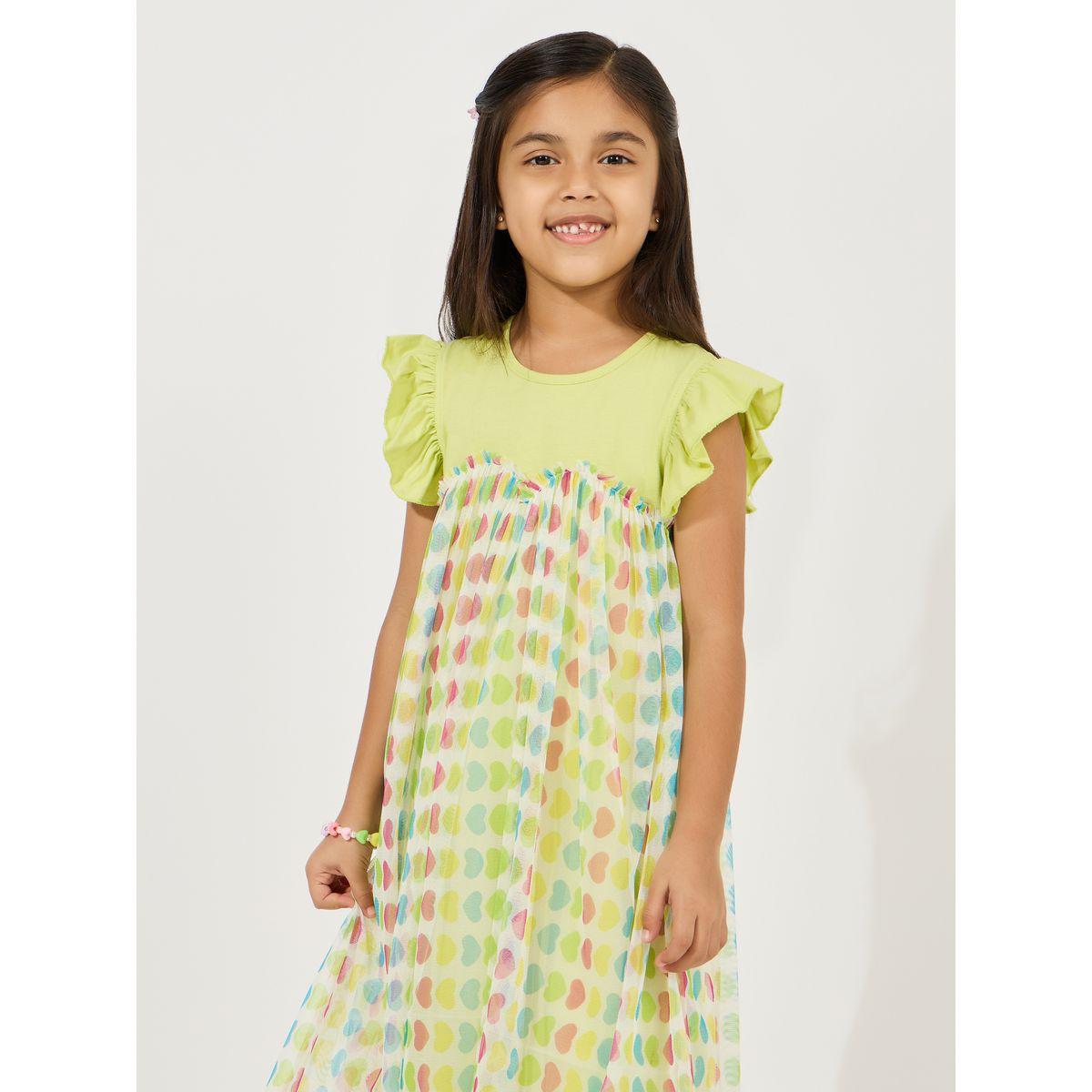 Styli Heart Print Mesh Insert Dress-girls-clothing-dressesandjumpsuits-image-2