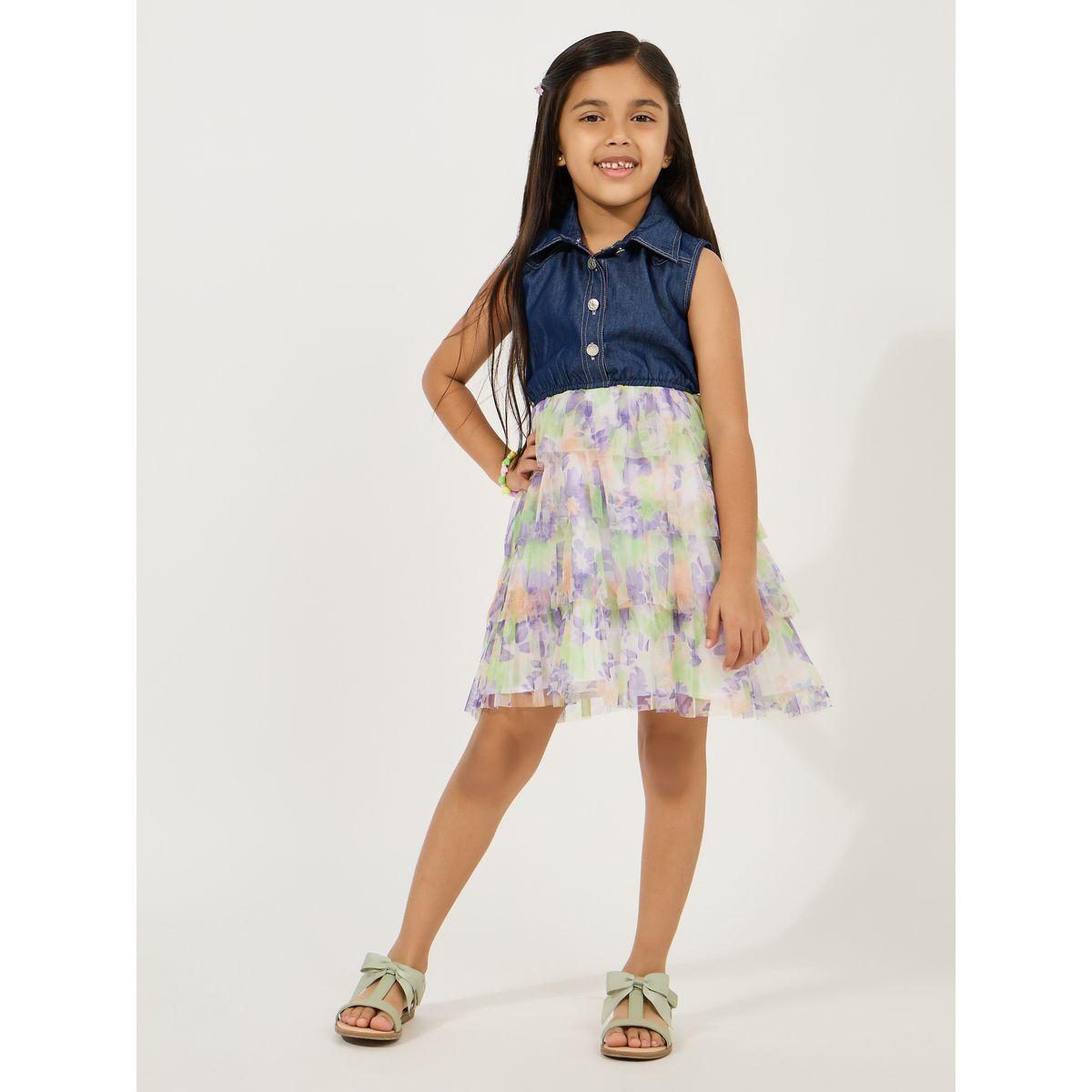 Styli Layered Mesh Insert Collared Dress-girls-clothing-dressesandjumpsuits-image-1