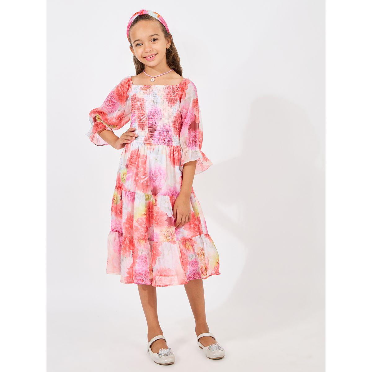 Styli Floral Print Tiered Dress-girls-clothing-dressesandjumpsuits-image-1
