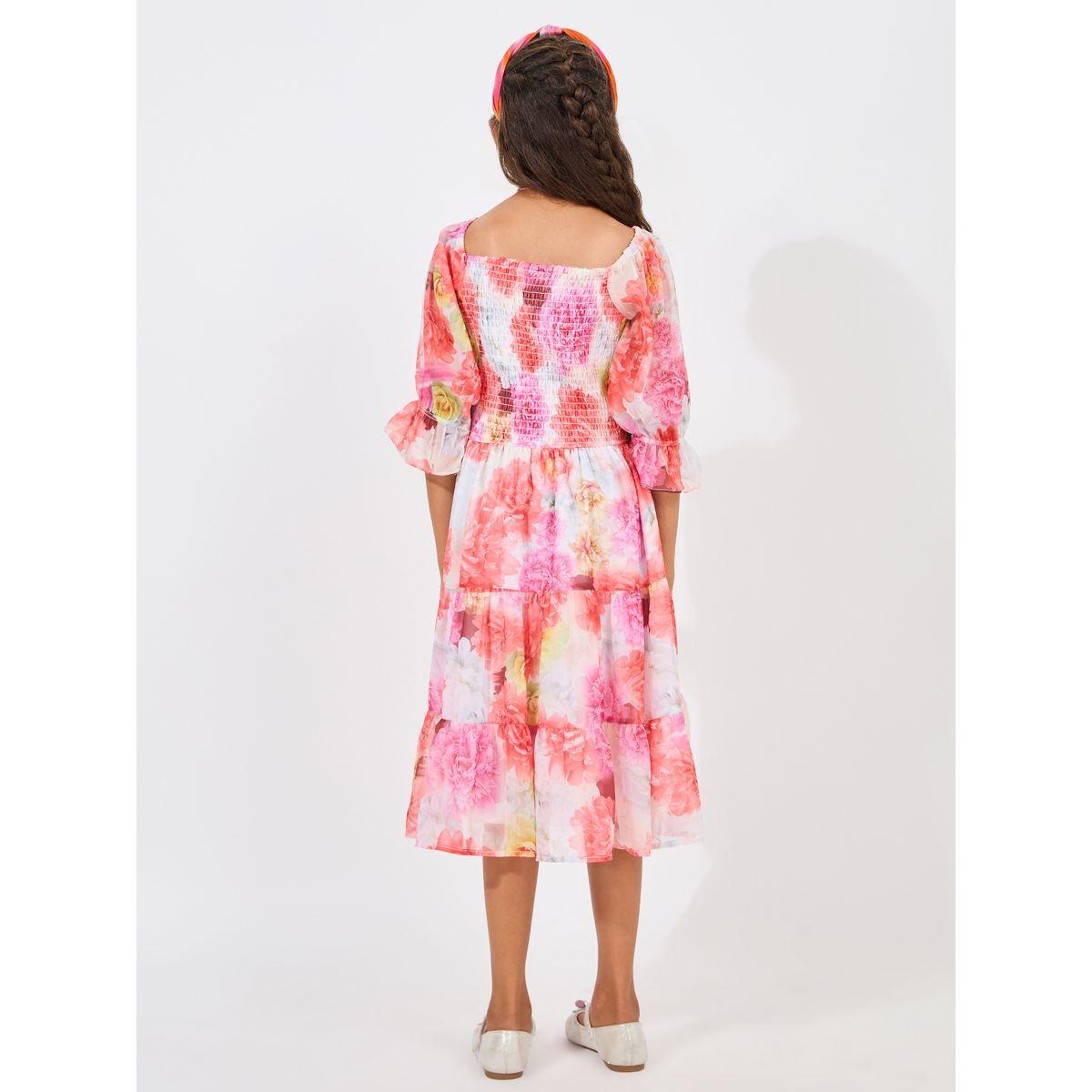 Styli Floral Print Tiered Dress-girls-clothing-dressesandjumpsuits-image-4
