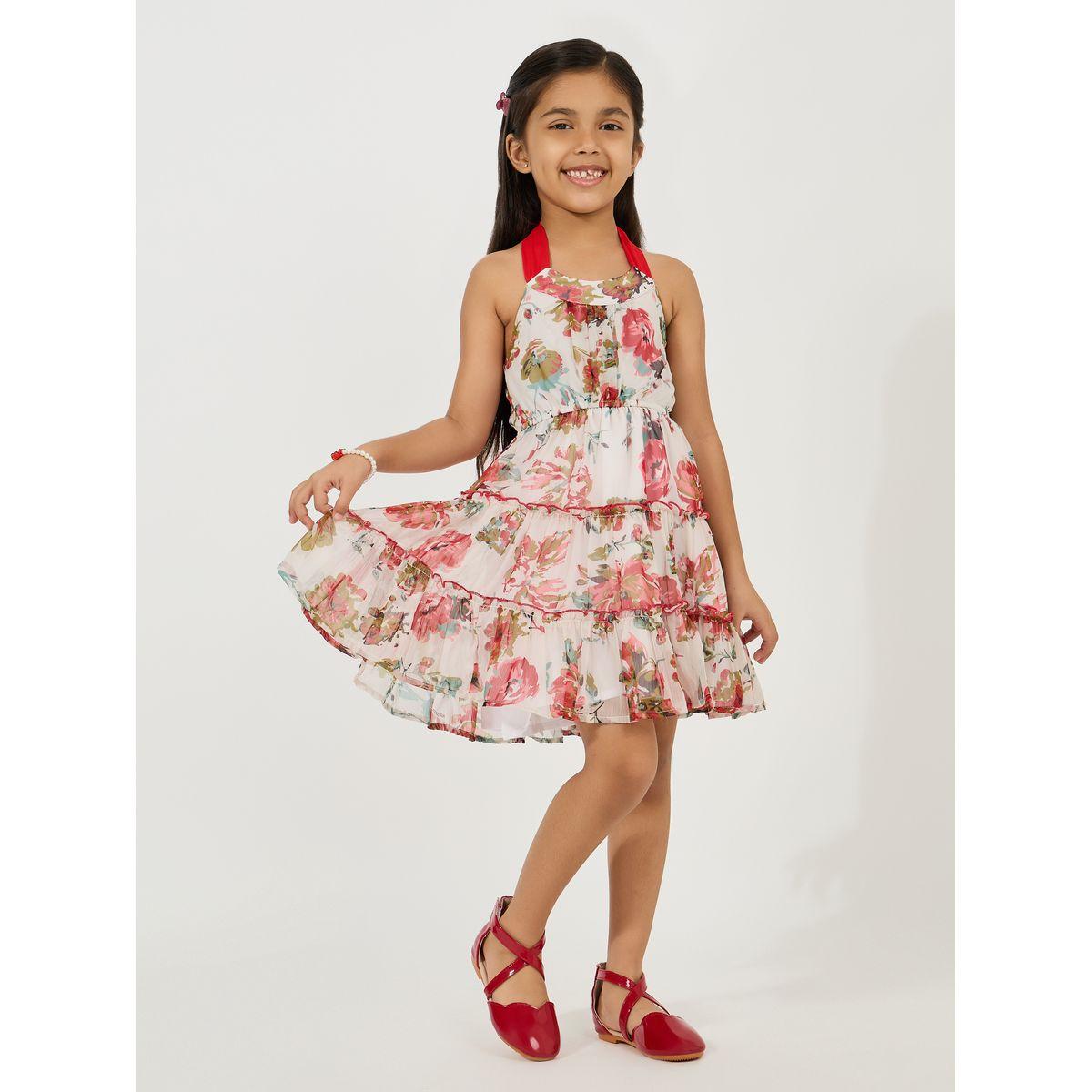 فستان مطبع بزهور مع طبقات وياقة هولتر-girls-clothing-dressesandjumpsuits-image-1