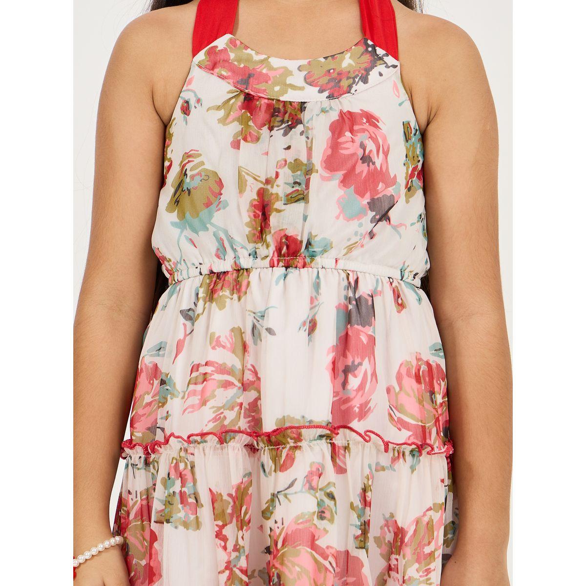 فستان مطبع بزهور مع طبقات وياقة هولتر-girls-clothing-dressesandjumpsuits-image-3