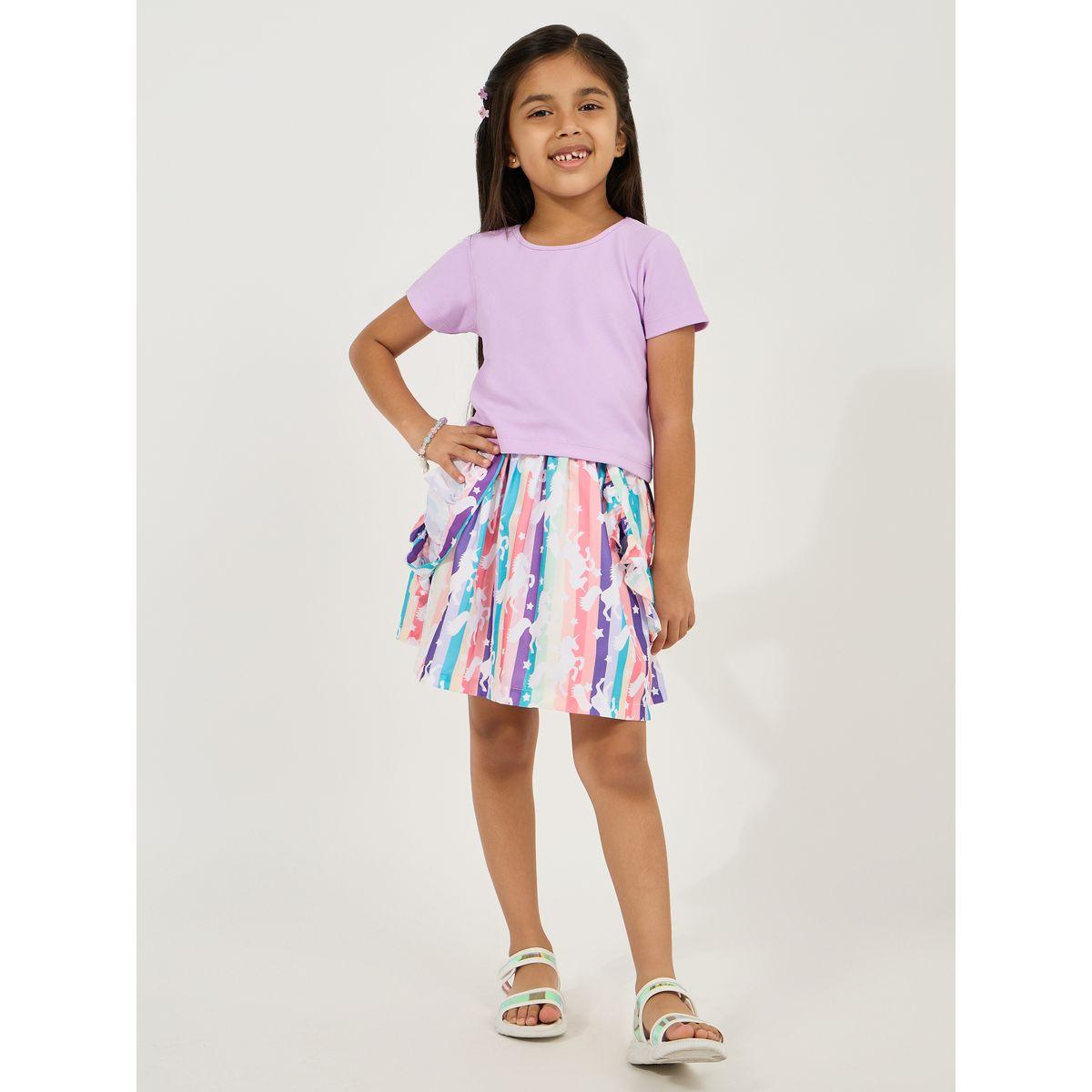 Styli Ruffled Edge Dungaree Dress with T-Shirt Set-girls-clothing-dressesandjumpsuits-image-3