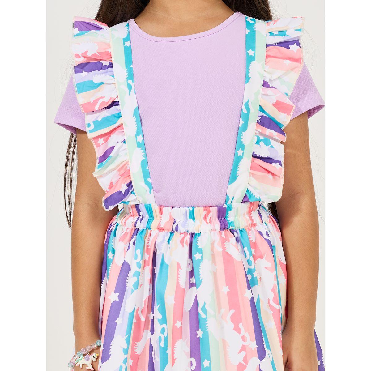 مجموعة من تيشيرت مع فستان دنغري بكشكش-girls-clothing-dressesandjumpsuits-image-4