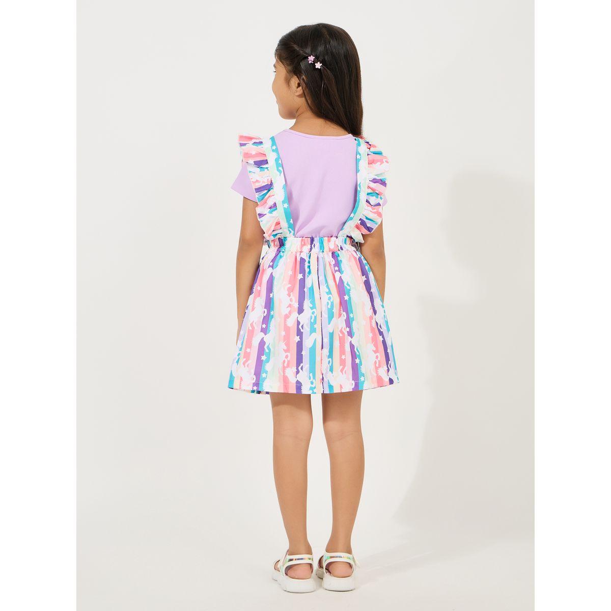 Styli Ruffled Edge Dungaree Dress with T-Shirt Set-girls-clothing-dressesandjumpsuits-image-5