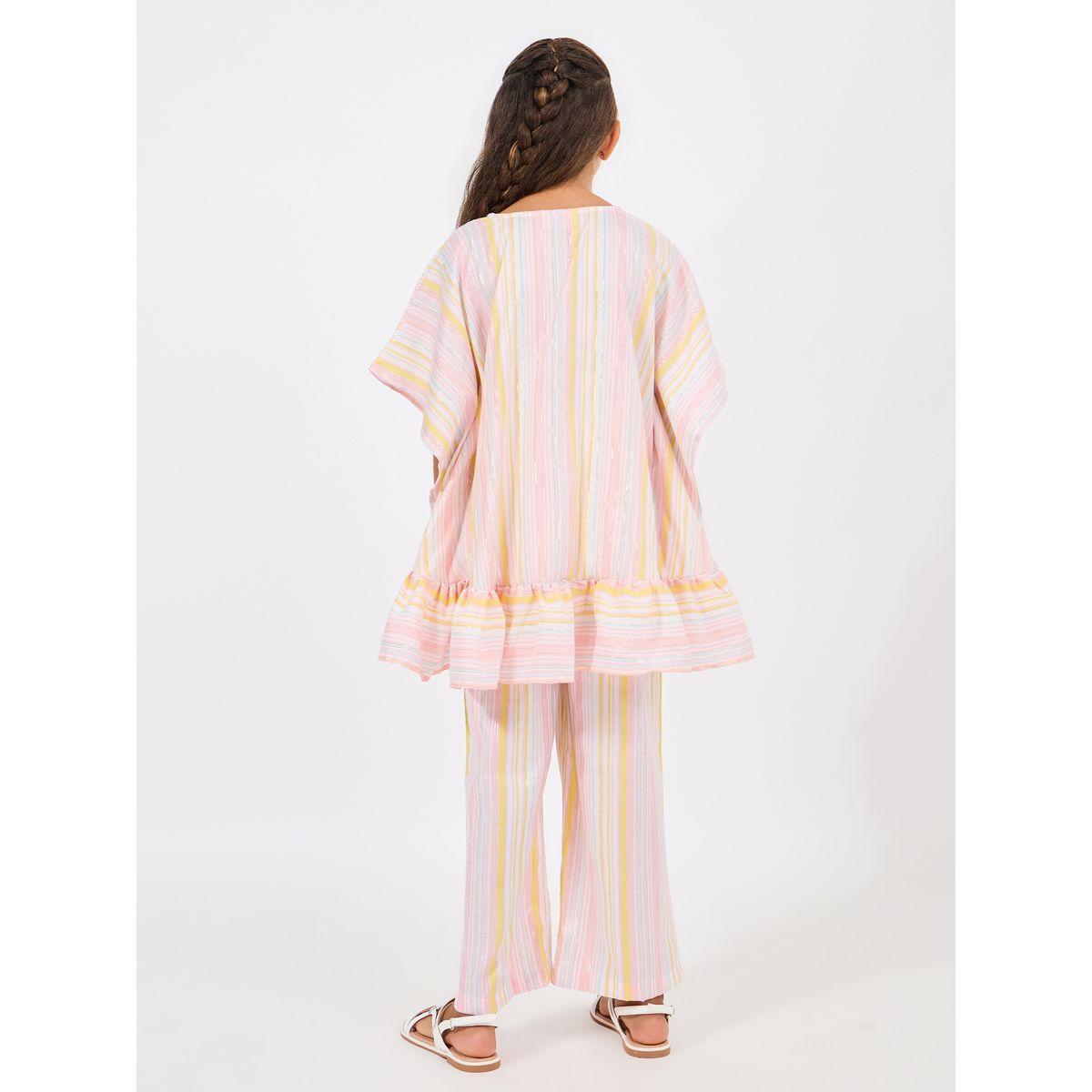 Styli Multi Striped Ruffled Edge Top & Pants Set-girls-clothing-setsandcoords-image-4