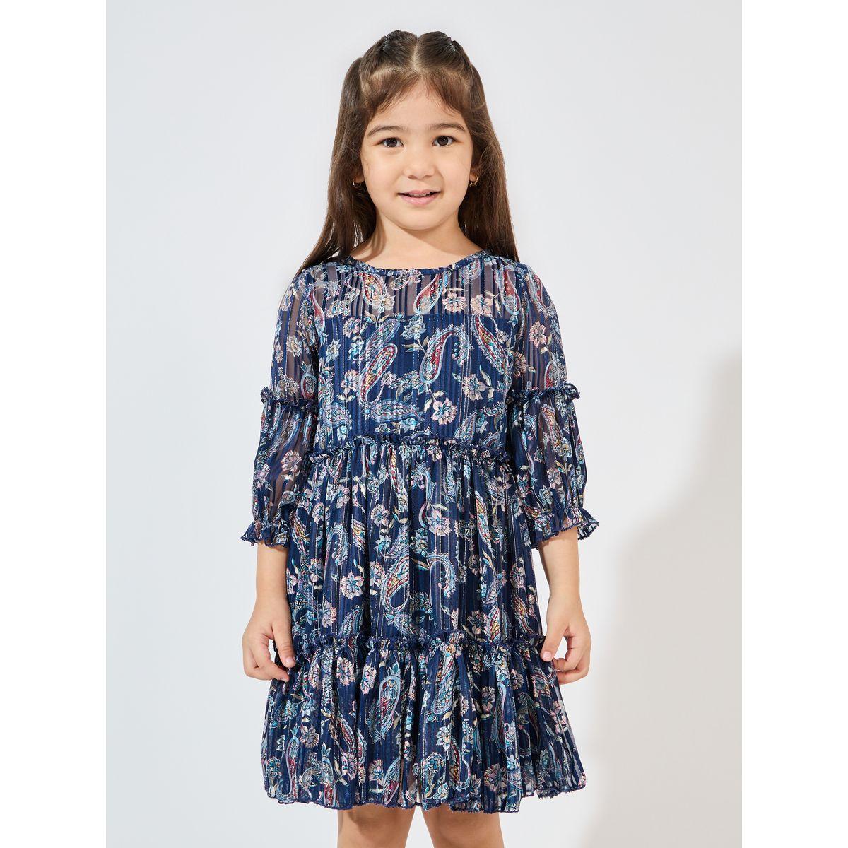 Styli Paisley Print Tiered Long Sleeve Dress-girls-clothing-dressesandjumpsuits-image-2