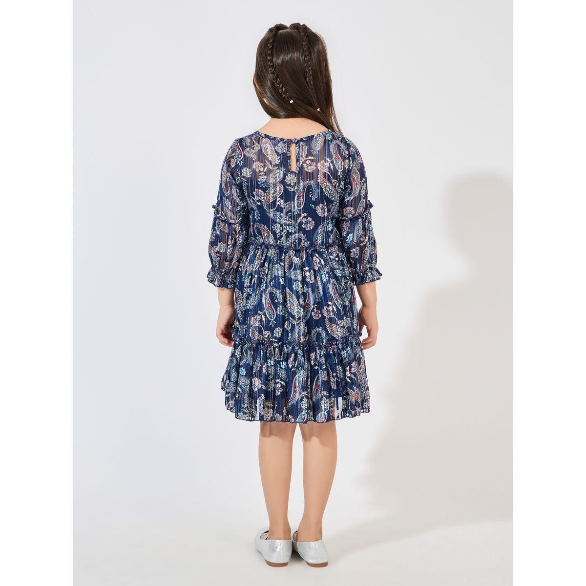 Styli Paisley Print Tiered Long Sleeve Dress-girls-clothing-dressesandjumpsuits-image-4
