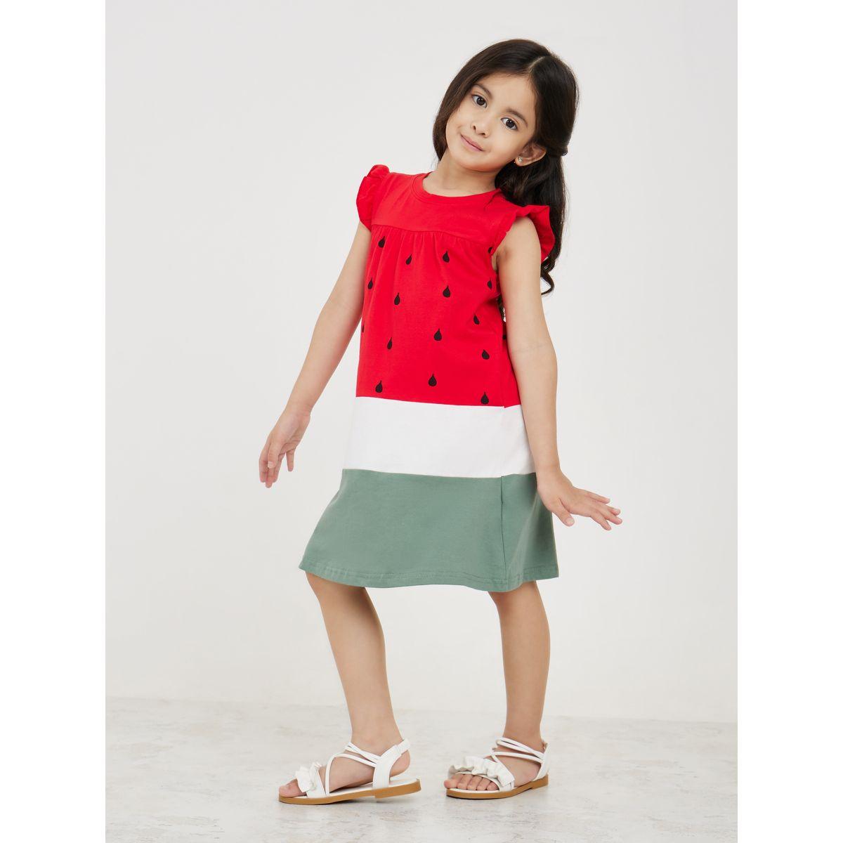 فستان مطبع بنمط كتل الالوان مع كشكش-girls-clothing-dressesandjumpsuits-image-2