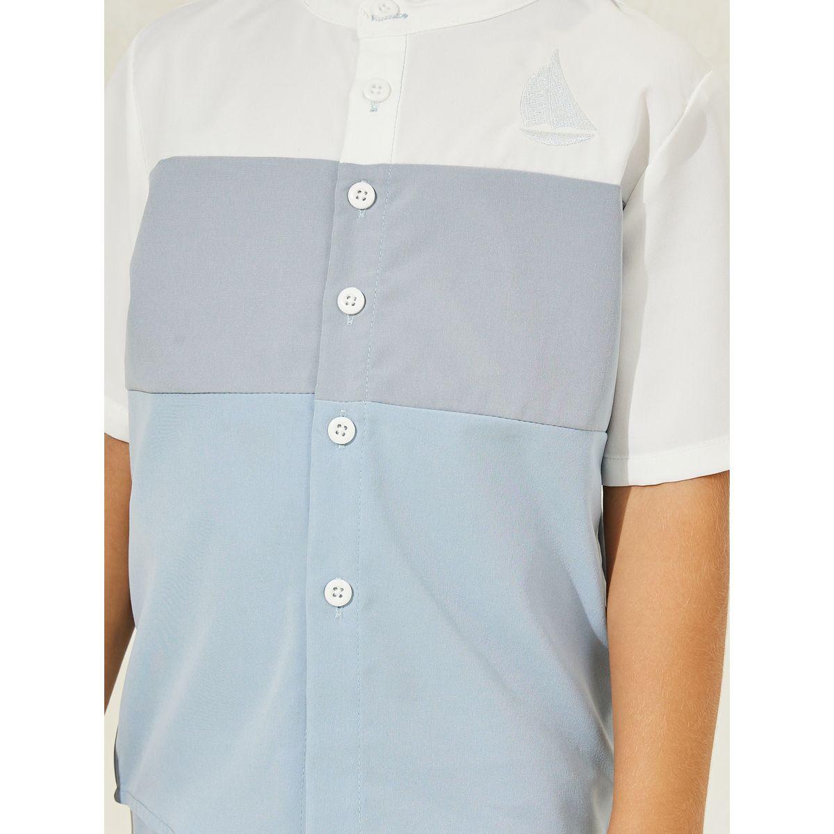Styli Color Block Shirt & Shorts Set-boys-clothing-setsandcoords-image-3