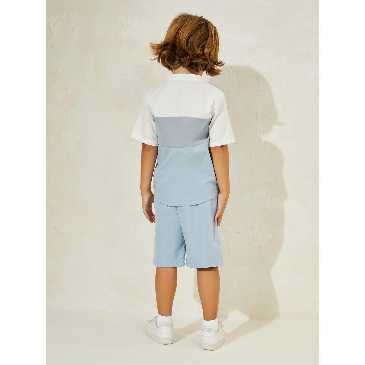 Styli Color Block Shirt & Shorts Set-boys-clothing-setsandcoords-image-4
