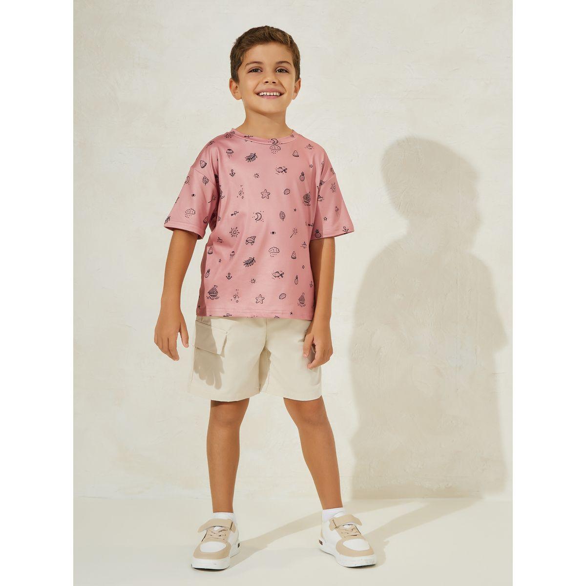 Styli  Printed T-Shirt & Cargo Short Set-boys-clothing-setsandcoords-image-1