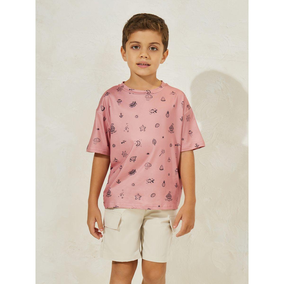 Styli  Printed T-Shirt & Cargo Short Set-boys-clothing-setsandcoords-image-2