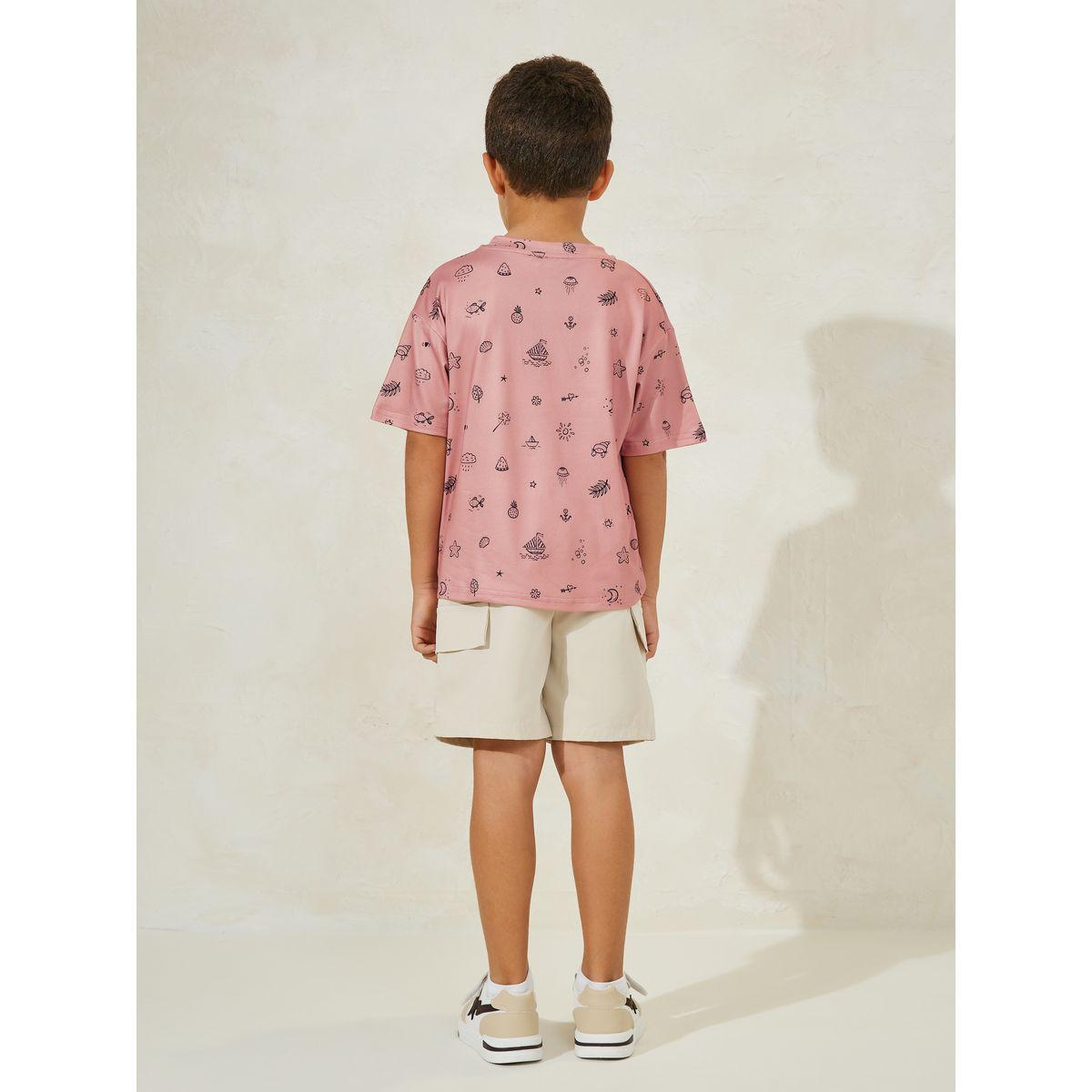 Styli  Printed T-Shirt & Cargo Short Set-boys-clothing-setsandcoords-image-4