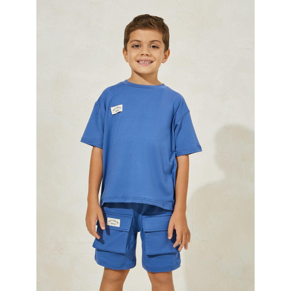 Styli  Patch Detail T-Shirt & Cargo Shorts Set-boys-clothing-setsandcoords-image-1