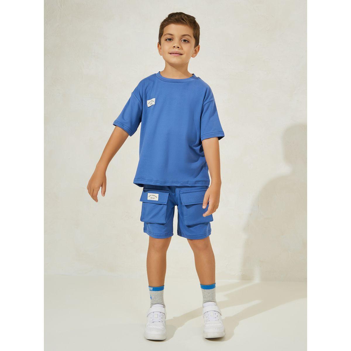 Styli  Patch Detail T-Shirt & Cargo Shorts Set-boys-clothing-setsandcoords-image-2