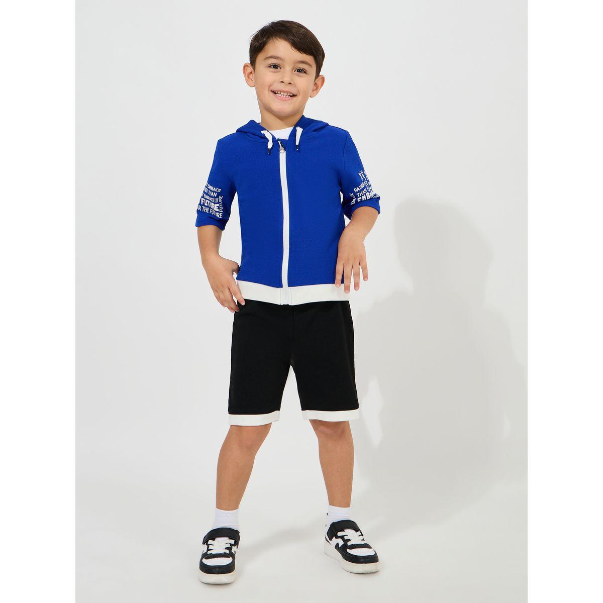 Styli Zipper Front Hooded Top & Shorts Set-boys-clothing-setsandcoords-image-1