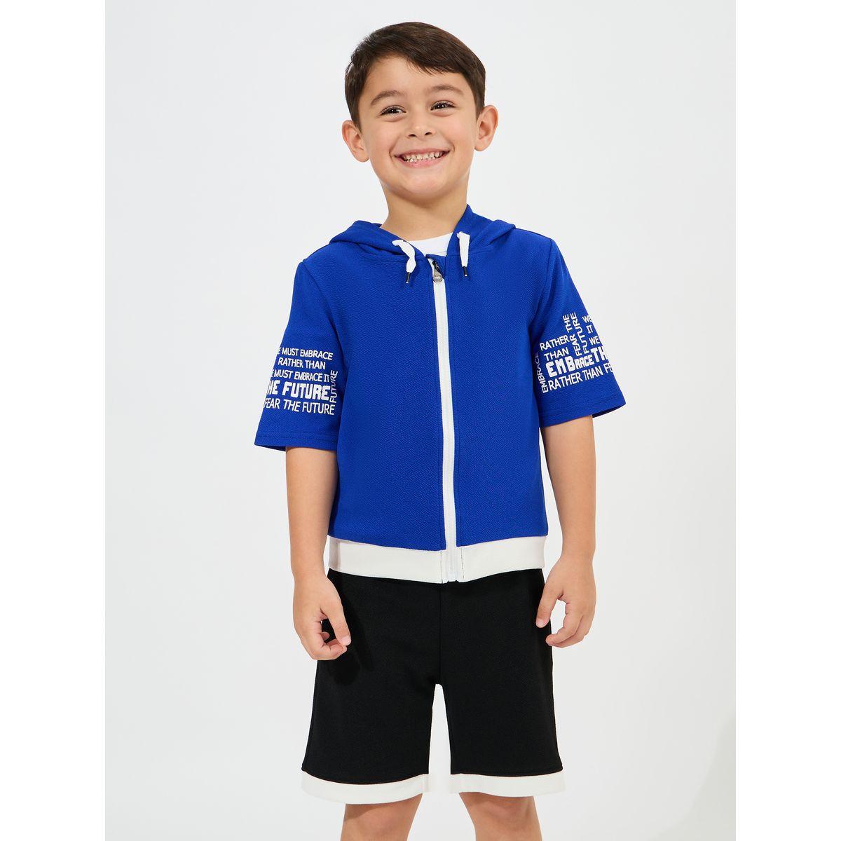 Styli Zipper Front Hooded Top & Shorts Set-boys-clothing-setsandcoords-image-3