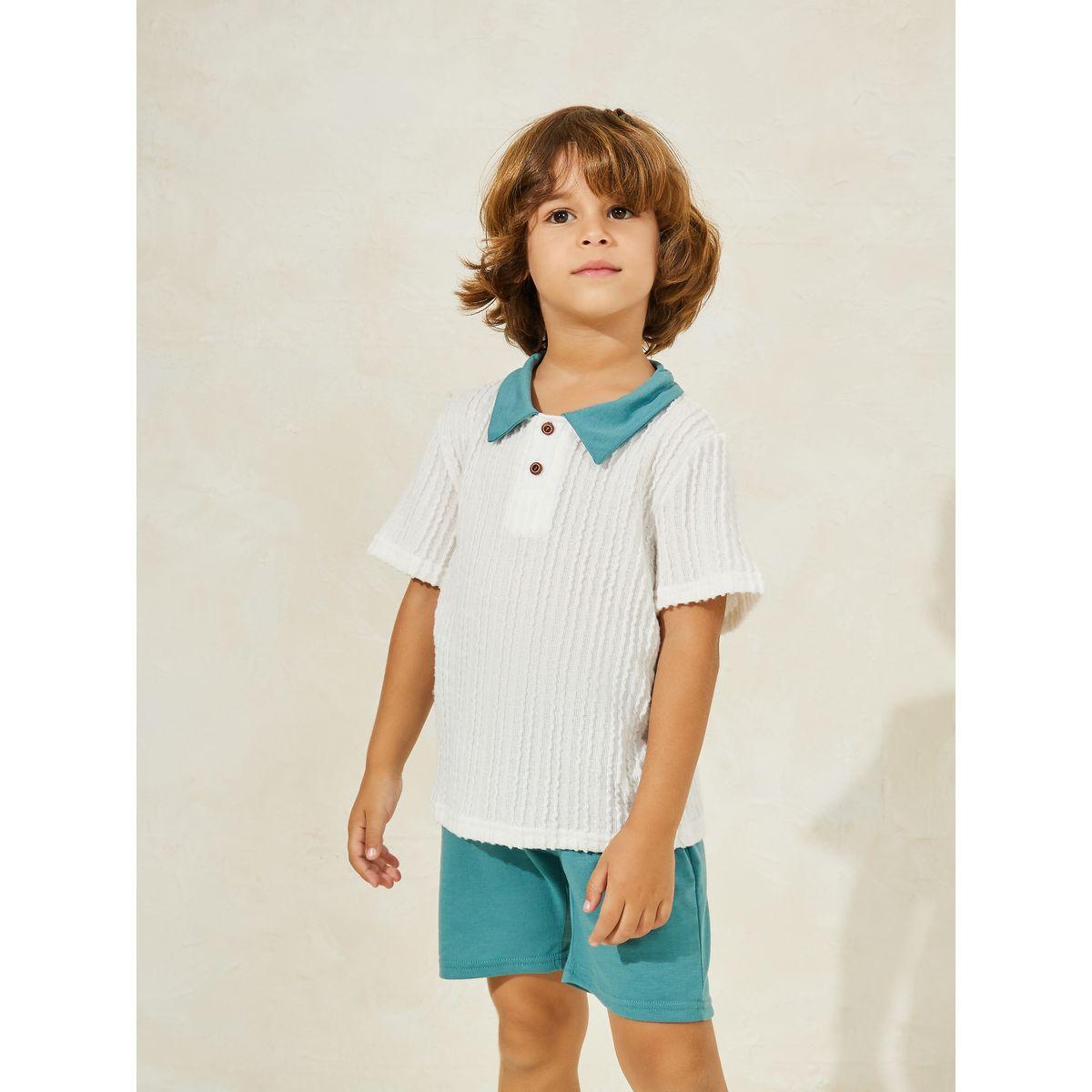 مجموعة من شورت وتيشيرت محبوك بياقة بولو-boys-clothing-setsandcoords-image-2