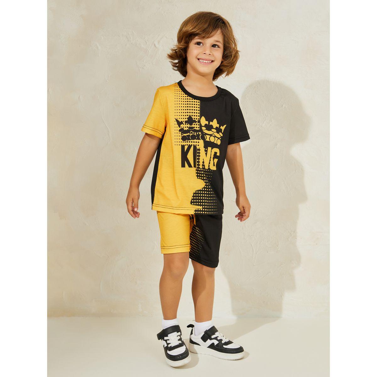 Styli Color Block Printed T-Shirt & Shorts Set-boys-clothing-setsandcoords-image-1